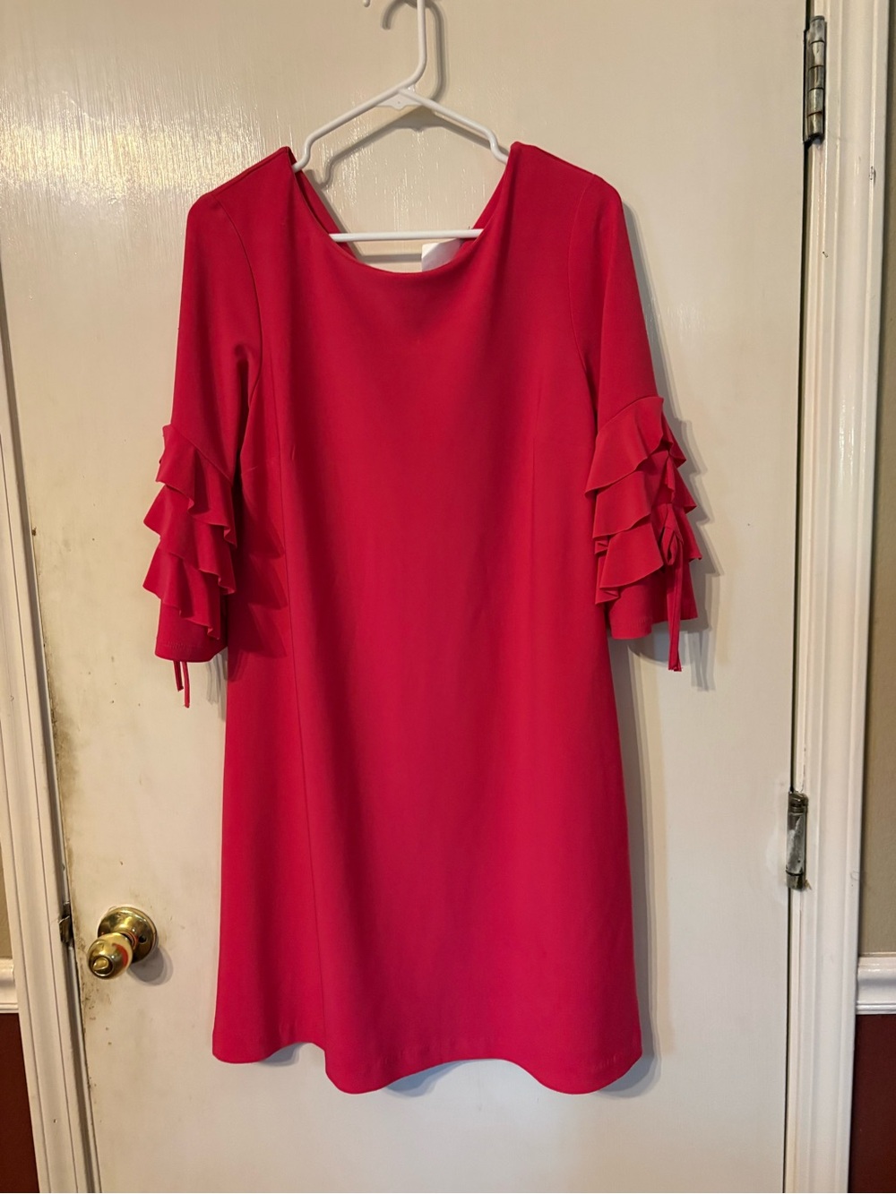 Women’s Fuchsia Ruffle Sleeve Shift Dress Size 8